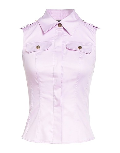 ELISABETTA FRANCHI Solid color shirts & blouses Lilac 98% Cotton, 2% Elastane