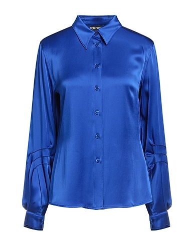 TOM FORD Solid color shirts & blouses Bright blue 65% Acetate, 35% Viscose