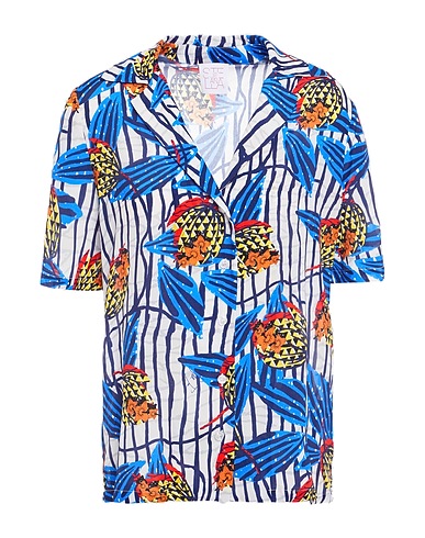 STELLA JEAN Floral shirts & blouses Blue 65% Viscose, 35% Silk