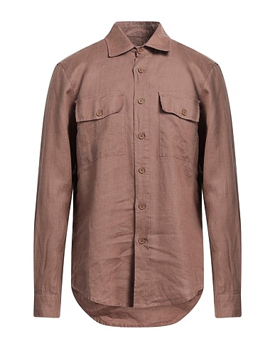 MESSAGERIE Solid colour shirt Chocolate brown 57% Hemp, 42% Cotton, 1% Elastane