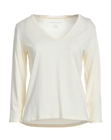 MAJESTIC FILATURES Basic T-Shirt Cream 67% Lyocell, 33% Cotton