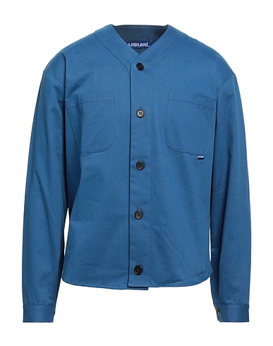 USUAL Shirts Slate blue 79% Polyester, 19% Viscose, 2% Elastane