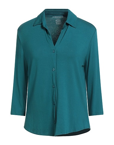 MAJESTIC FILATURES Camicie e bluse tinta unita Verde smeraldo 94% Viscosa, 6% Elastan