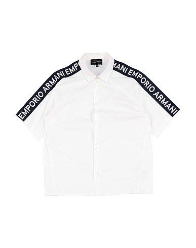 EMPORIO ARMANI Patterned shirt White 97% Cotton, 3% Elastane, Polyester, Polyamide
