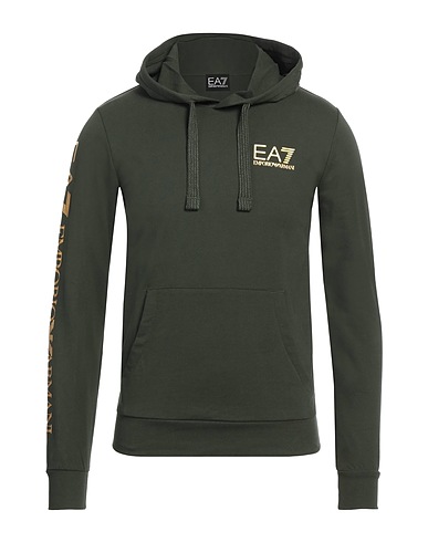 EA7 Hooded track jacket  Military green 100% Cotton, Elastane