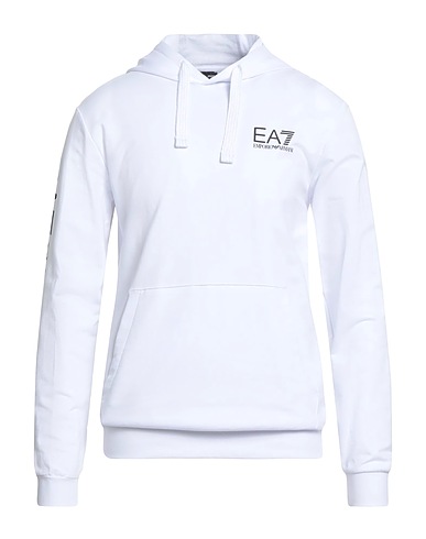 EA7 Hooded track jacket  White 100% Cotton, Elastane