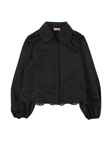 ELISABETTA FRANCHI Solid color shirts & blouses Black 98% Cotton, 2% Elastane, Polyester