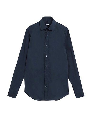 CALIBAN Solid colour shirt Midnight blue 97% Cotton, 3% Elastane