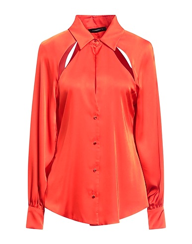 LES BOURDELLES DES GARÇONS Solid color shirts & blouses Tomato red 98% Polyester, 2% Elastane