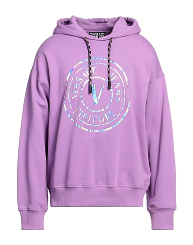 VERSACE JEANS COUTURE Hooded track jacket  Mauve 100% Cotton, Elastane
