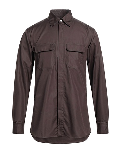 DUNHILL Solid colour shirt Dark brown 100% Cotton