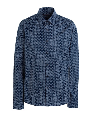 MICHAEL KORS MENS Patterned shirt Midnight blue 97% Cotton, 3% Elastane