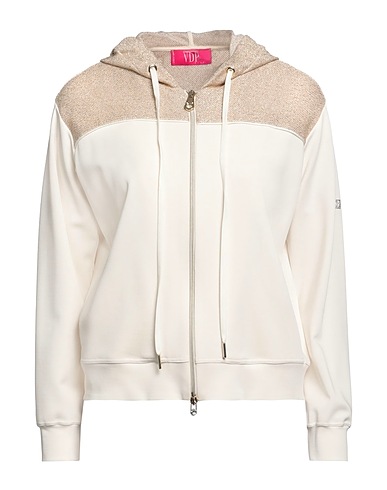 VDP VIA DELLE PERLE Hooded track jacket  CLUB Ivory 98% Viscose, 2% Elastane, Cotton, Metallic fiber