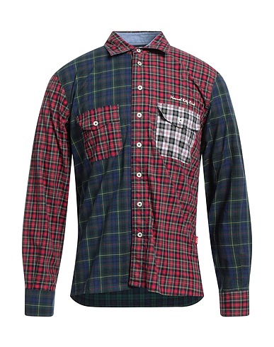MANUEL RITZPIPO Kariertes Hemd Marineblau 100% Baumwolle
