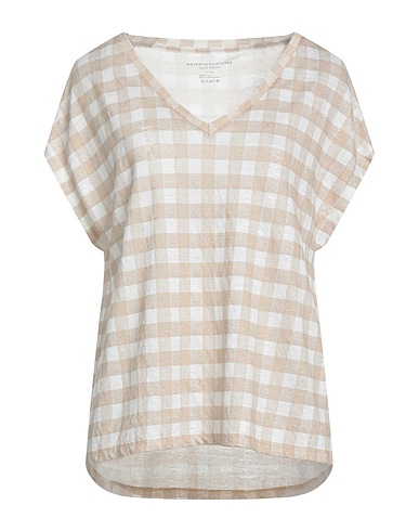 MAJESTIC FILATURES T-shirt Beige 94% Linen, 6% Elastane