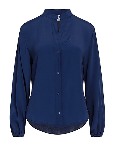 MERCI ITALIA Solid colour shirts & blouses Blue 88% Acetate, 12% Viscose