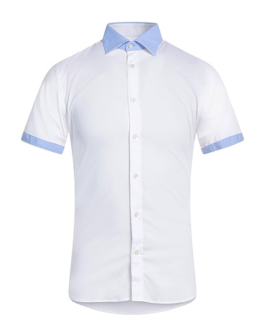 POGGIANTI Camicia tinta unita Bianco 72% Cotone, 25% Poliammide, 3% Elastan