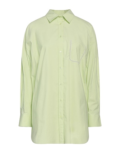 PESERICO Shirts Light green 95% Cotton, 5% Elastane