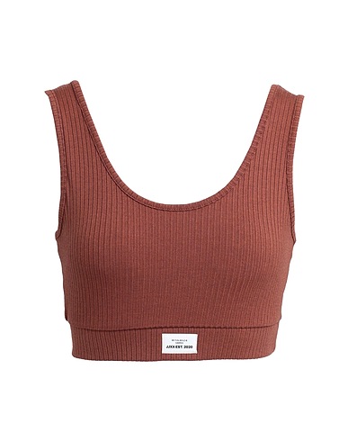 JJXX by JACK & JONES クロップ トップス ブラウン ポリエステル 68% / レーヨン 27% / ポリウレタン 5%