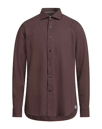 TINTORIA MATTEI 954 Solid colour shirt Dark brown 100% Organic cotton