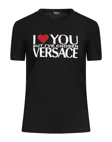 VERSACE T-shirt Nero 95% Viscosa, 5% Elastan, Vetro
