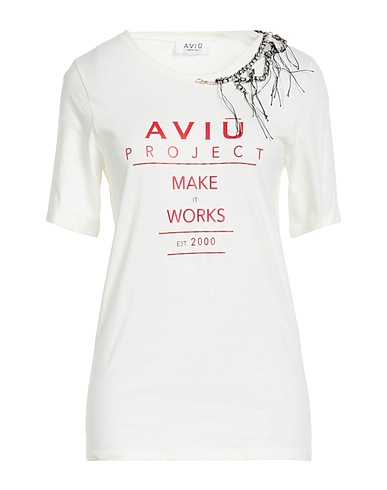 AVIÙ T-shirt Panna 86% Cotone, 14% Lino