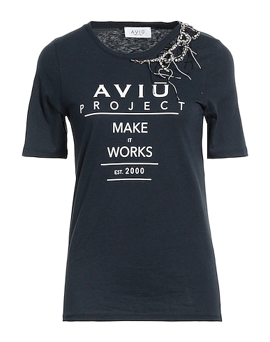 AVIÙ T-shirt Midnight blue 86% Cotton, 14% Linen