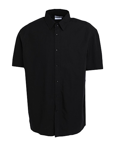 CALVIN KLEIN Solid colour shirt Black 58% Cotton, 28% Linen, 14% Lyocell
