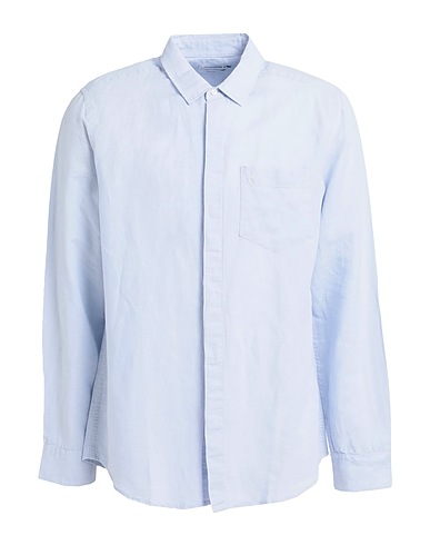 CALVIN KLEIN Chemise de couleur unie Bleu clair 60% Lin, 40% Coton