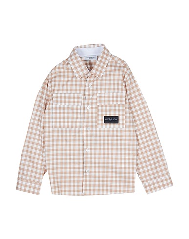 PAOLO PECORA Patterned shirt Sand 100% Cotton