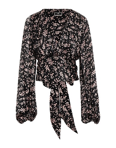 ELISABETTA FRANCHI Floral shirts & blouses Black 100% Silk