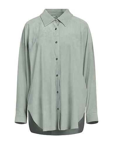 SALVATORE SANTORO Camicie e bluse tinta unita Verde salvia Pelle ovina