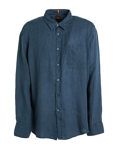 BOSS Linen shirt Midnight blue 100% Linen