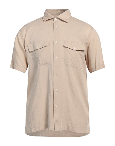 LIU •JO MAN Solid colour shirt Beige 57% Lyocell, 22% Linen, 21% Cotton