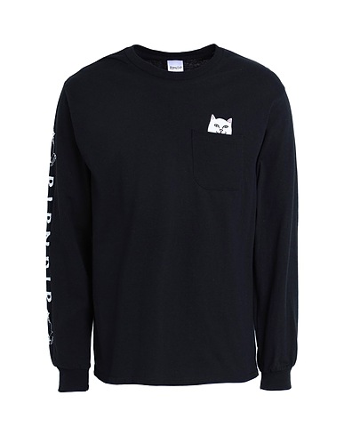 RIPNDIP T-shirt Lord Nermal Pocket L/S
 Black 100% Cotton