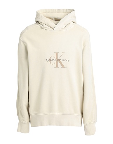 CALVIN KLEIN JEANS Hooded track jacket  Cream 100% Cotton, Elastane