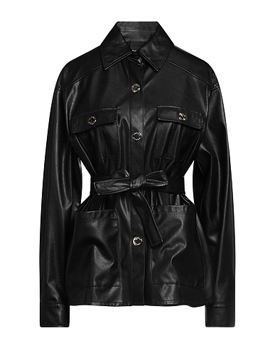 PINKO Solid color shirts & blouses Black 100% Polyester, Polyurethane coated