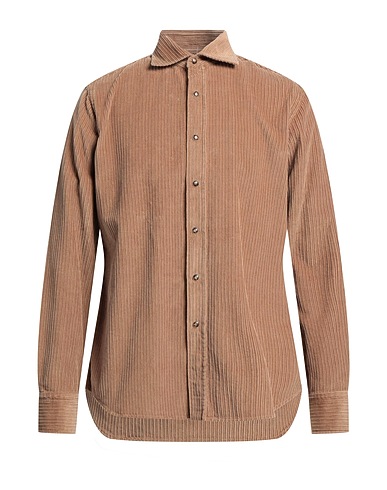 ALESSANDRO GHERARDI Solid colour shirt Light brown 100% Cotton