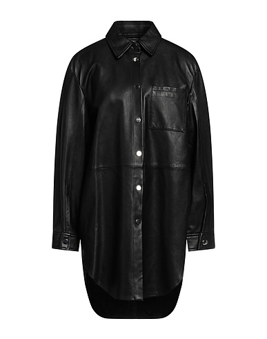 PINKO Μονόχρωμα πουκάμισα και μπλούζες Μαύρο 100% Δέρμα αρνιού