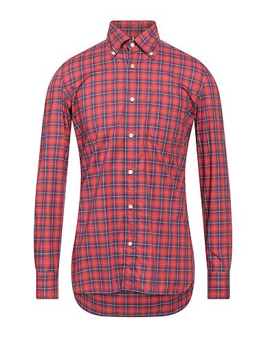 LUIGI BORRELLI NAPOLI Checked shirt Red 100% Cotton