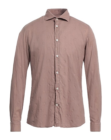 MASTRICAMICIAI Solid colour shirt Brown 97% Cotton, 3% Elastane