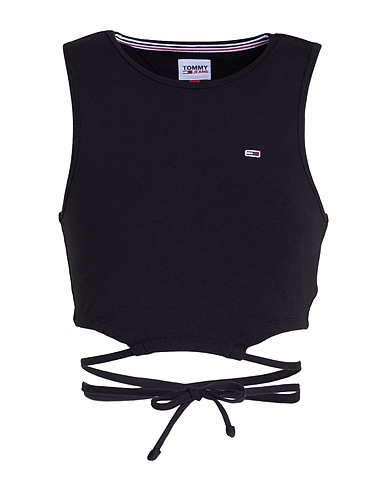 TOMMY JEANS Crop top Black 92% Cotton, 8% Elastane