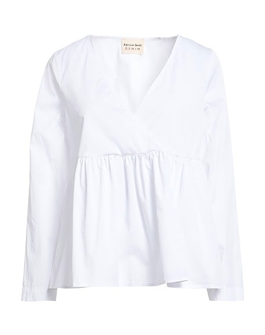 ALESSIA SANTI Top DENIM White 66% Cotton, 31% Polyamide, 3% Elastane