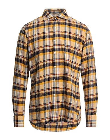 TINTORIA MATTEI 954 Camicia a quadri Senape 100% Cotone