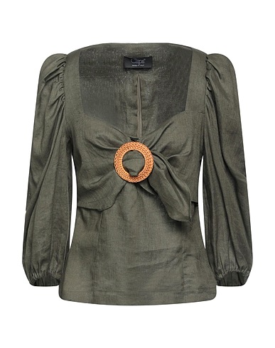 CLIPS Top Military green 100% Linen