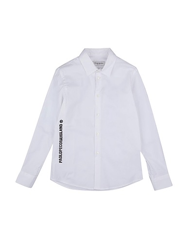 PAOLO PECORA Patterned shirt White 97% Cotton, 3% Elastane
