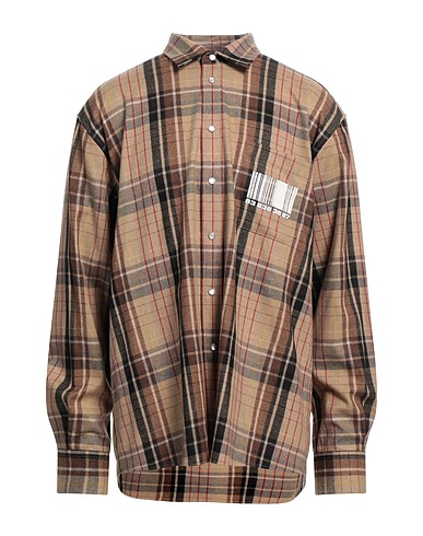 VTMNTS Camicia a quadri Nocciola 53% Lana, 25% Cotone, 18% Poliammide, 3% Altre Fibre, 1% Elastan