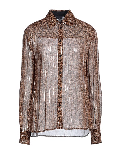 PINKO UNIQUENESS Patterned shirts & blouses Brown 92% Viscose, 8% Metallic fiber