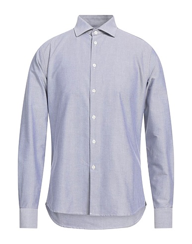 BALDININI Solid color shirt Slate blue 100% Cotton