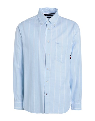 TOMMY HILFIGER Camicia a righe Celeste 100% Cotone